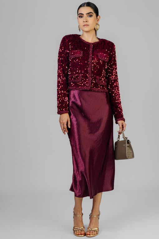 CHAQUETA LENTEJUELA BURGUNDY