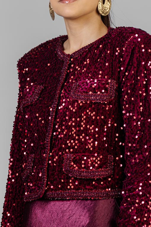 CHAQUETA LENTEJUELA BURGUNDY