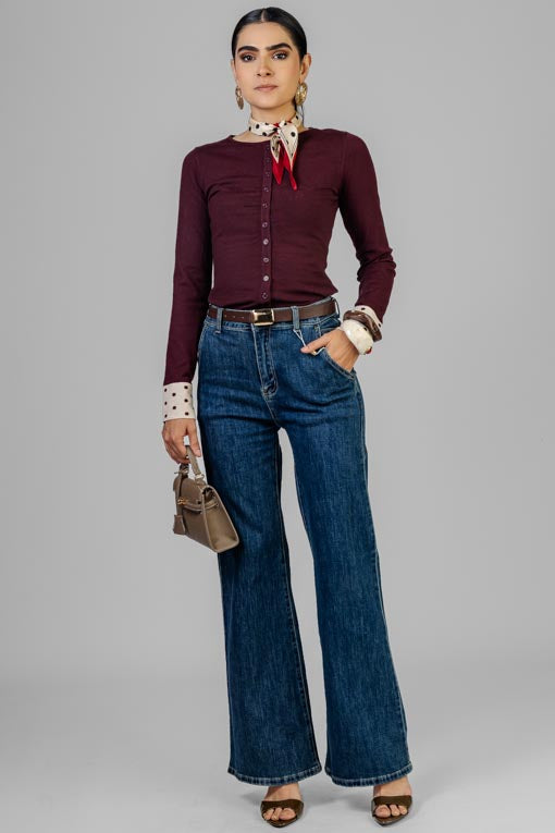 PANTALON MEZCLILLA CINTO CAFE