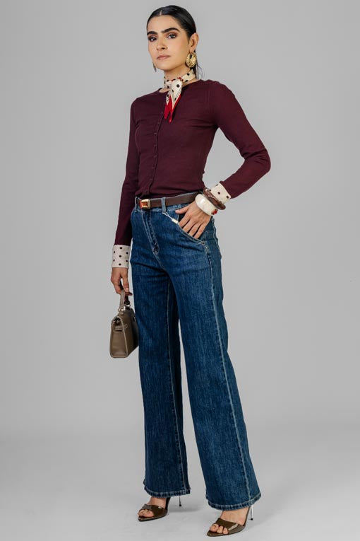 BLUSA TEJIDA PUÑOS POLKA