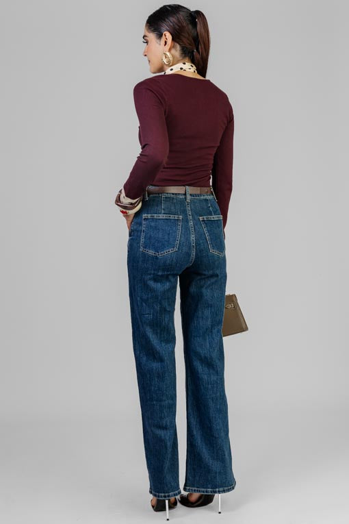 PANTALON MEZCLILLA CINTO CAFE