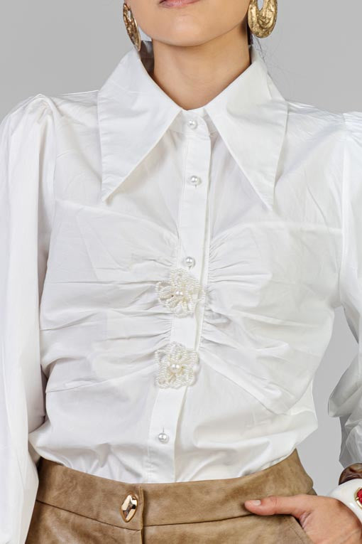 CAMISA ALGODON BOTONES PERLAS