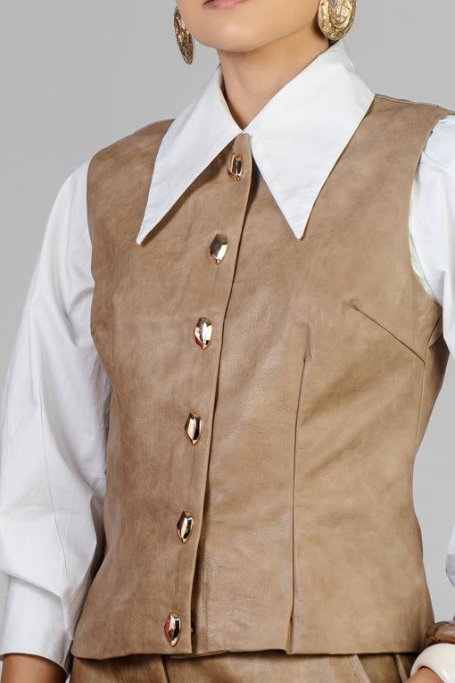 CONJUNTO CHALECO VINIPIEL