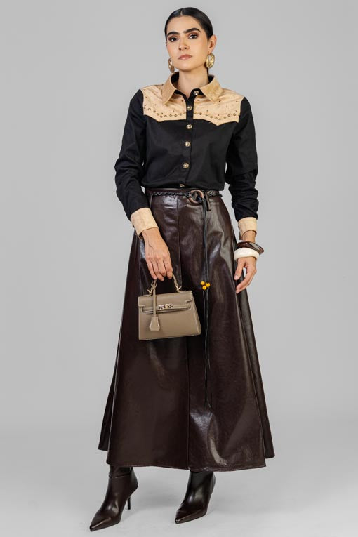 FALDA VINIPIEL CINTO CUENTAS