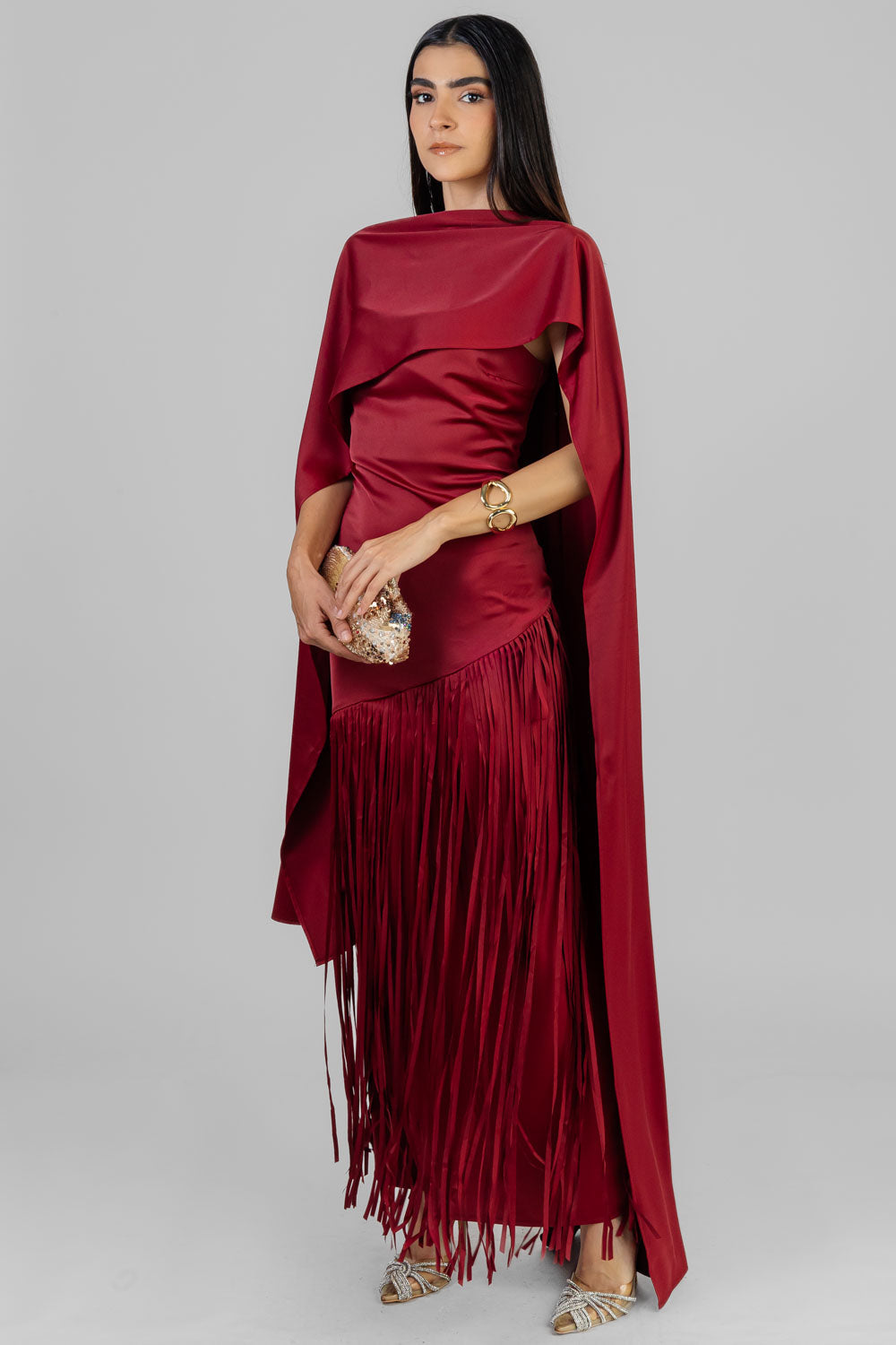 VESTIDO CAPA CON FLECOS