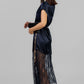VESTIDO SATINADO AZUL MARINO