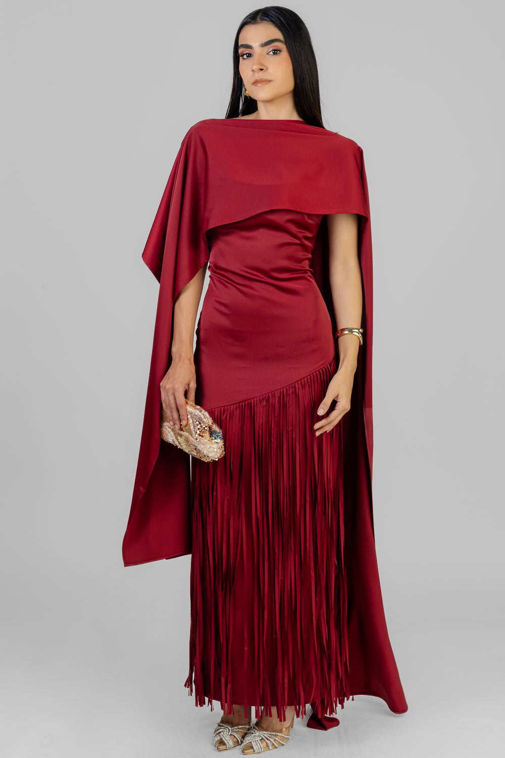 VESTIDO CAPA CON FLECOS