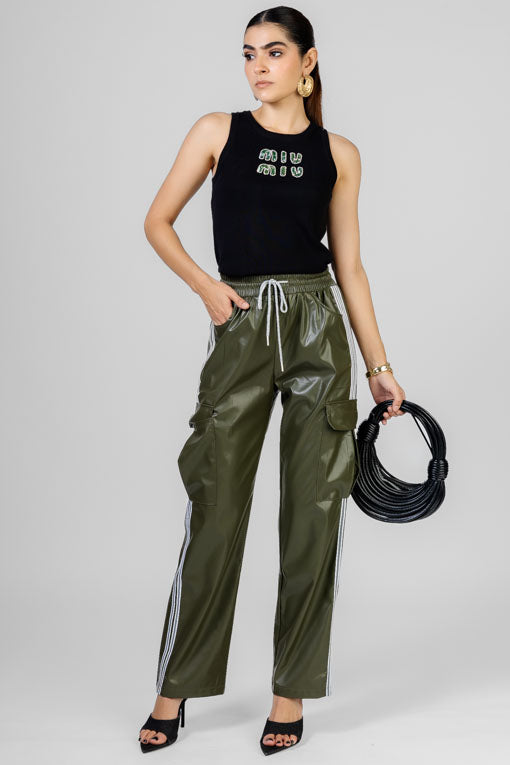 PANTALON VINIPIEL VERDE