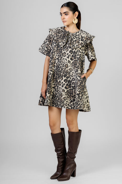 VESTIDO CUELLO PLANO ANIMAL PRINT