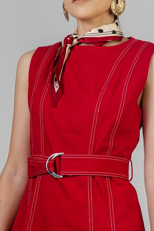 VESTIDO GABARDINA PESPUNTES