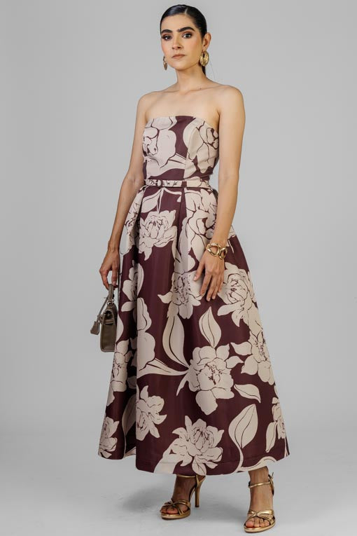 VESTIDO STRAPLESS FLORES