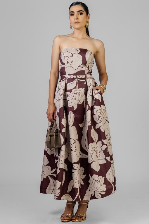 VESTIDO STRAPLESS FLORES