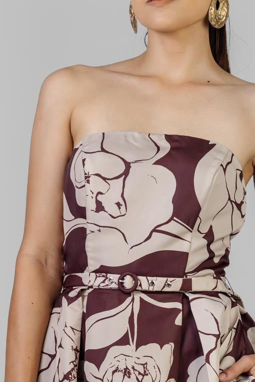 VESTIDO STRAPLESS FLORES