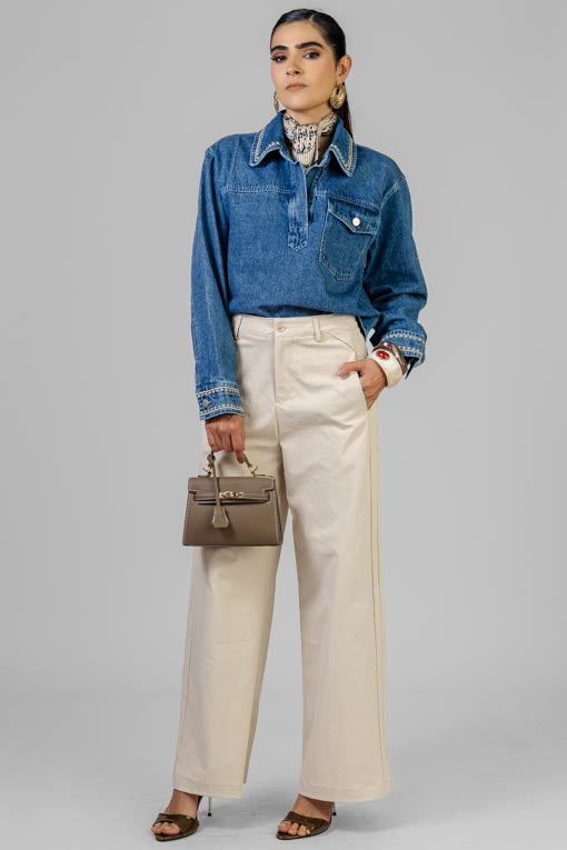 CHAQUETA DENIM PESPUNTES