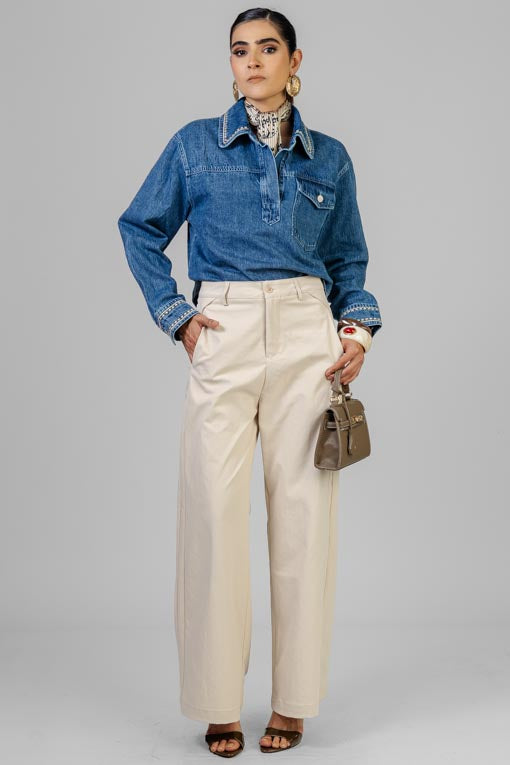 CHAQUETA DENIM PESPUNTES