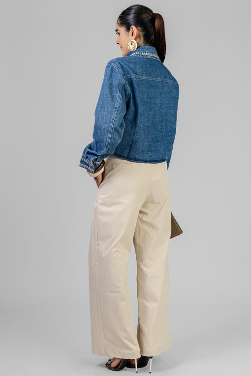 CHAQUETA DENIM PESPUNTES