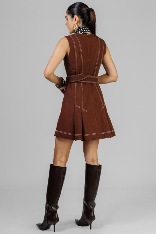 VESTIDO GABARDINA PESPUNTES