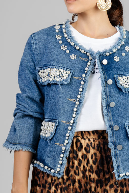 CHAQUETA DENIM PERLAS