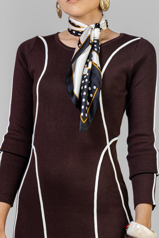 VESTIDO TEJIDO LINEAS BLANCO