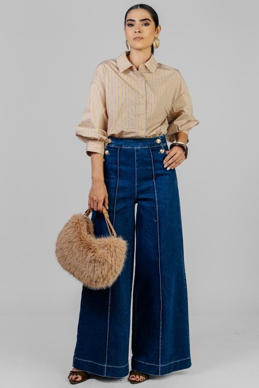 PANTALON DENIM BOTONES DORADOS