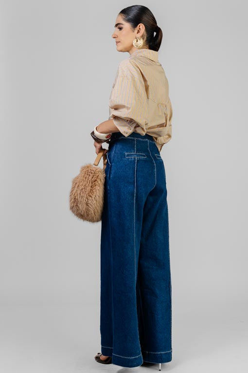 PANTALON DENIM BOTONES DORADOS