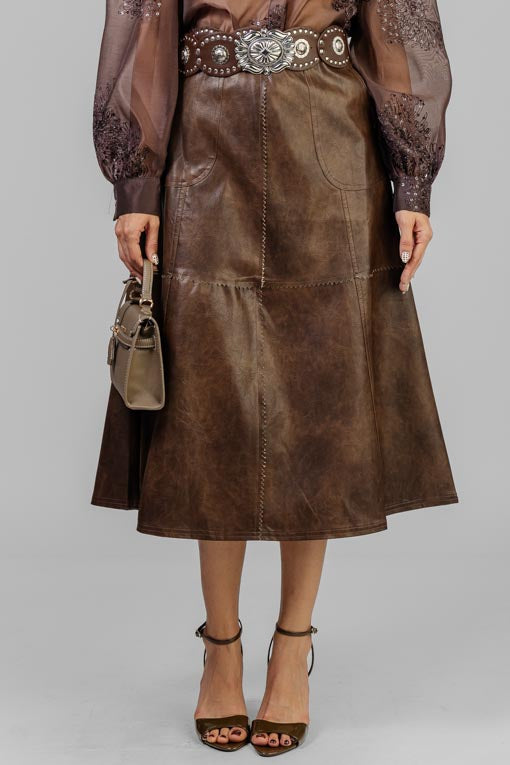 FALDA VINIPIEL MARRON
