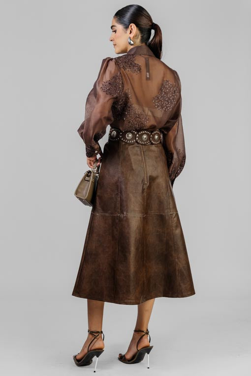 FALDA VINIPIEL MARRON