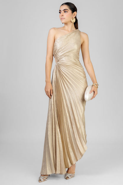 VESTIDO PLISADO METALICO