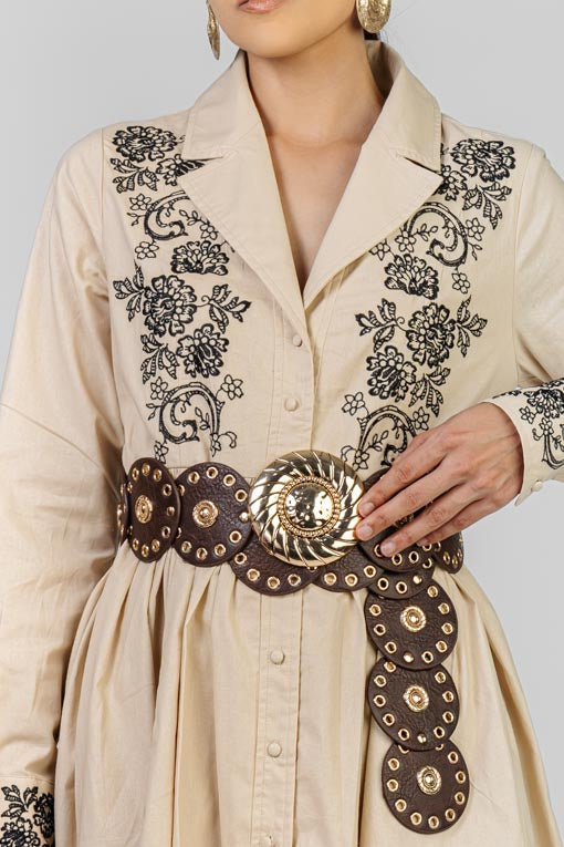 VESTIDO BORDADO CUELLO Y SOLAPA