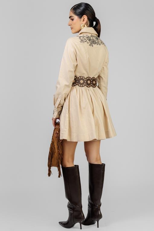 VESTIDO BORDADO CUELLO Y SOLAPA