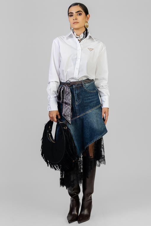 FALDA DENIM CON ENCAJE