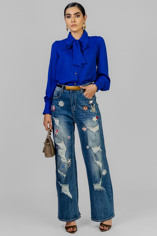 PANTALON BORDADO CRISTALES