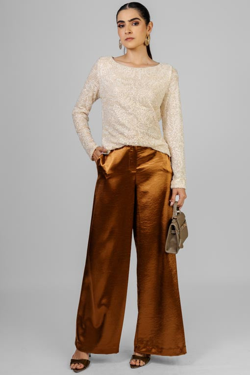 PANTALON SATINADO CINTURON