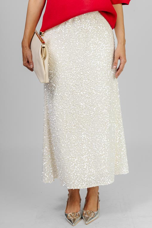 FALDA LENTEJUELA BLANCA