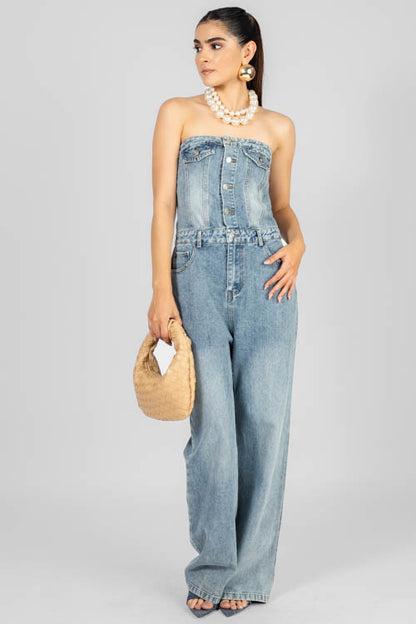 PALAZZO STRAPLESS DENIM