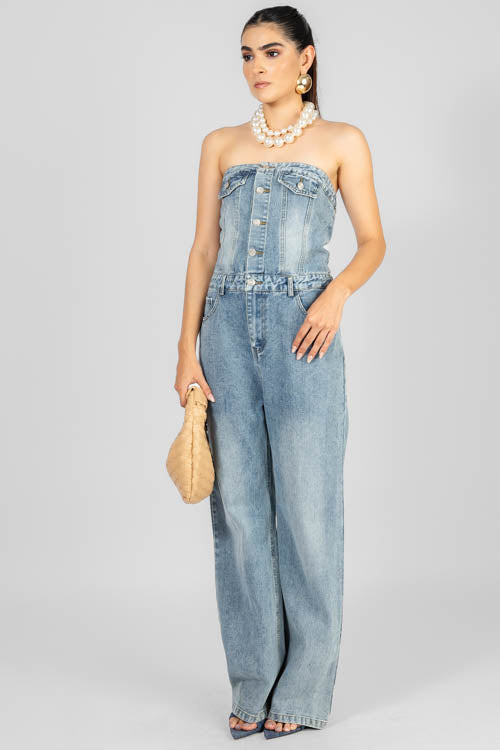 PALAZZO STRAPLESS DENIM