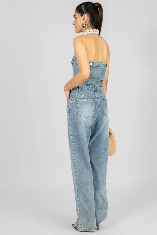 PALAZZO STRAPLESS DENIM