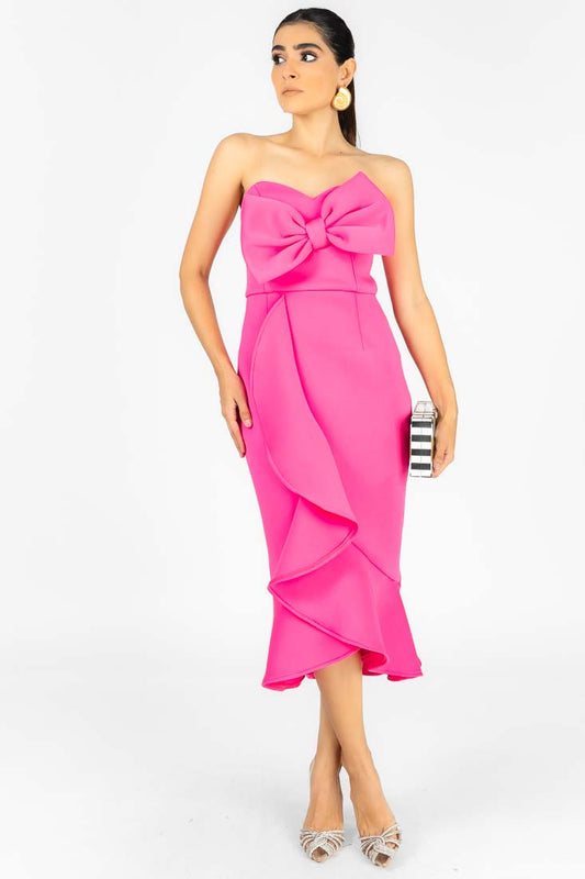 VESTIDO STRAPLESS MOÑO