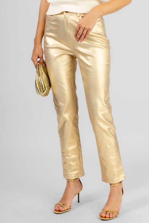 PANTALON RECTO DORADO