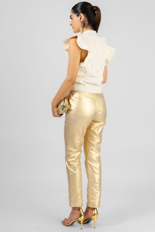 PANTALON RECTO DORADO